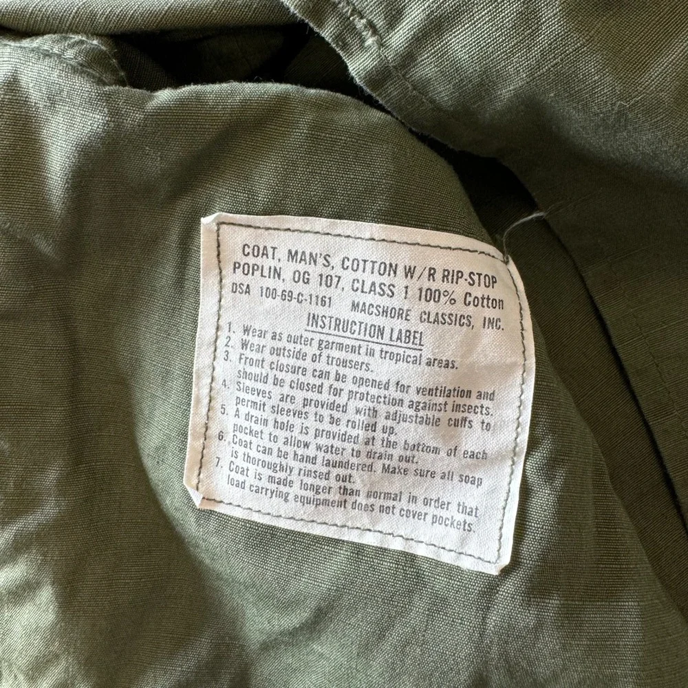 Vintage 1969 Air Force OG-107 Ripstop Jungle Fatigue Jacket XS Regular Slant